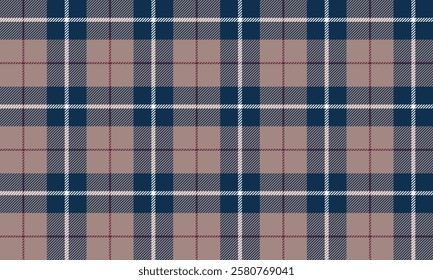 Seamless plaid pattern, cream, blue, white, purple. Suitable for designing clothes, skirts, pants, giving a luxurious and stylish feel, vector illustration.