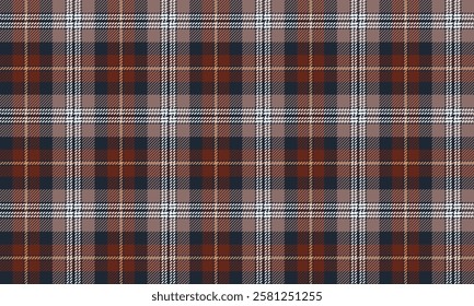 Seamless plaid pattern in cream, brown, navy and white for designing clothes such as skirts and pants. This delicate pattern adds elegance and classic to the outfit.