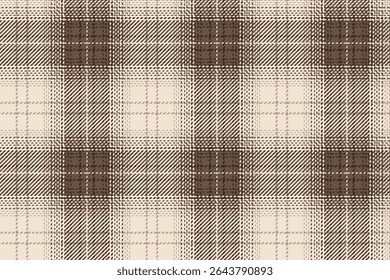 Seamless plaid pattern, cream, brown, white, vintage warmth, for textile, clothes, skirt, pants, shirt, apron, tablecloth, stylish, vector illustration.
