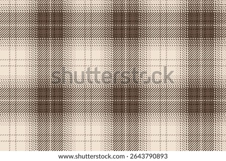 Seamless plaid pattern, cream, brown, white, vintage warmth, for textile, clothes, skirt, pants, shirt, apron, tablecloth, stylish, vector illustration.