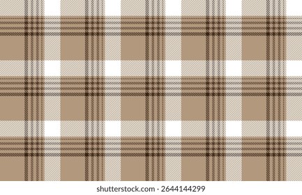 Seamless plaid pattern, cream, white, brown, warm feeling, for textiles, clothing, skirts, pants, casual wear, shirts, tablecloths, aprons, other clothing items.