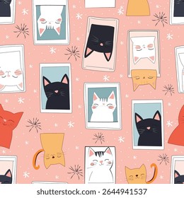padrão de xadrez sem costura com gatinhos bonitos