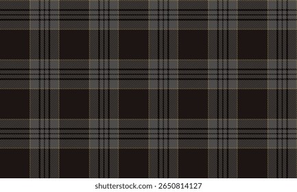 Seamless plaid pattern, dark brown, grey for fashion design such as shirts, skirts, pants or dresses, including use in textiles, blankets, pillowcases.