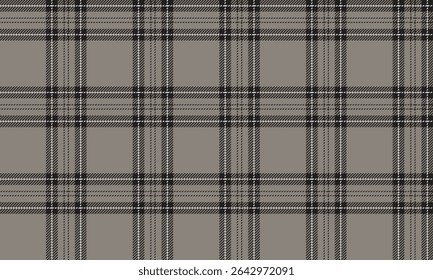 Seamless plaid pattern, dark grey, black, white for designing clothes, skirts or pants, casual wear, pajamas, giving a cool, unique look, vector illustration.