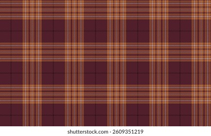 Seamless plaid pattern, dark red, yellow, white, giving a bold and bright feeling, suitable for designing various styles of clothing, such as skirts and pants, vector illustration.