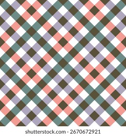 Patrón a cuadros sin costuras con hilos cosidos en cruz de colores brillantes, diseñado para textiles, delicados, cortinas y pañales.