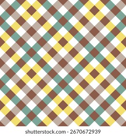 Seamless plaid pattern featuring brightly colored cross-stitched yarns, designed for textiles, delicates, curtains and swaddling.