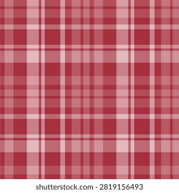 Seamless plaid pattern featuring deep cherry red, soft rose red and light blush pink tones.