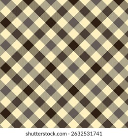Seamless plaid pattern featuring a grid of cream, yellow, and dark brown squares with a clean, geometric style suitable for textiles or backgrounds.