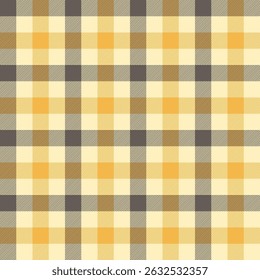 Seamless plaid pattern featuring a grid of cream, yellow, and dark brown squares with a clean, geometric style suitable for textiles or backgrounds.