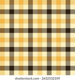 Seamless plaid pattern featuring a grid of cream, yellow, and dark brown squares with a clean, geometric style suitable for textiles or backgrounds.