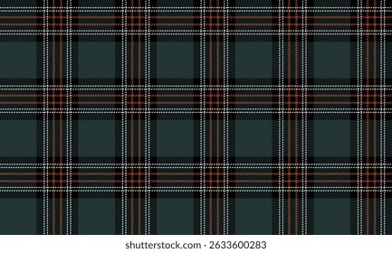 Seamless plaid pattern, green, black, white, orange, classic and distinctive feel, suitable for designing clothes, skirts and pants, adding uniqueness to your style.