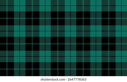 Seamless plaid pattern, green, black, classic design, suitable for designing clothes, skirts and pants, adding a cool and contemporary look, vector illustration.