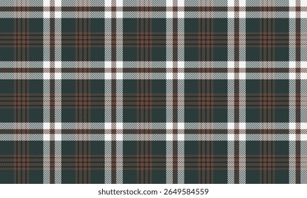 Seamless plaid pattern, green, brown, white, classic design, suitable for designing clothes, skirts and pants, adding a stylish and elegant look, vector illustration.