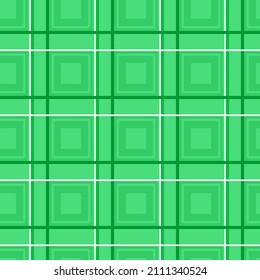 Seamless plaid pattern in green colors with squares. Vector design handkerchief or tablecloth.