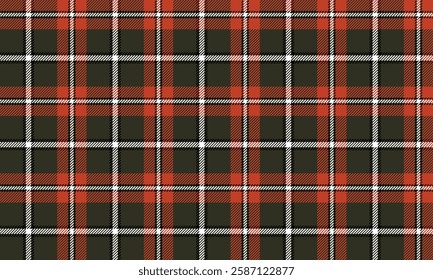 Seamless plaid pattern, green, orange, white, black, to be used in designing clothes such as skirts, pants, adding a striking and unique look.