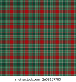 Padrão de xadrez sem costura em verde e vermelho.Natal ornamento tartan xadrez gingham padrão sem costura.Textura gráfica vetor para tecido e impressões.