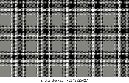 Seamless plaid pattern, grey, black, white, gives a luxurious and contemporary feel, suitable for all kinds of textiles, clothing, skirts and pants, vector illustration.
