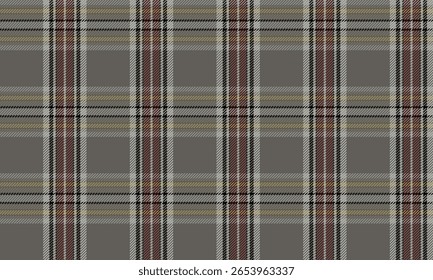 Padrão xadrez contínuo, cinza, vermelho, preto, verde, adequado para design têxtil e de vestuário, como saias, calças, dando um estilo clássico e contemporâneo.