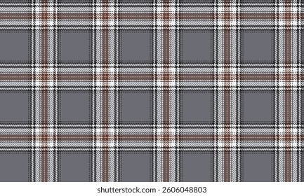 Seamless plaid pattern, grey, white, brown, black, simple and modern design, suitable for designing clothes, skirts and pants, vector illustration.