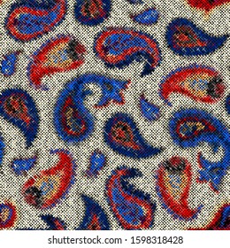 Seamless plaid pattern. Imitation of a texture of rough canvas. Vector image.