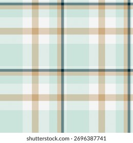 Padrão de xadrez contínuo. Azul claro, bege e branco criam um design tartan clássico. Fundo têxtil para moda, interiores, projetos de marca.