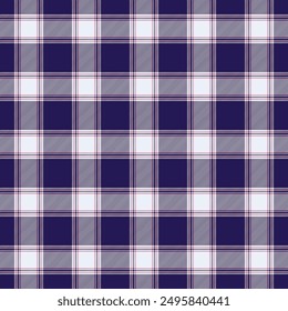 Seamless plaid pattern with navy blue, light blue, and white colors, accented with red lines. The design consists of intersecting stripes squares, creating a classic tartan look.