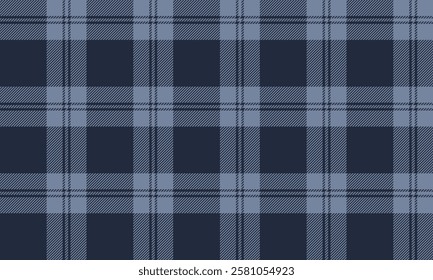 Seamless plaid pattern in navy and blue for clothes, skirts, or pants. Emphasizes modern and stylish design. Suitable for use in modern fashion.