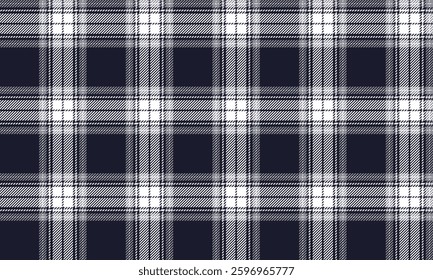 Seamless plaid pattern, navy blue, white, clean and modern, suitable for designing clothes such as skirts, pants and other fashion, vector illustration.