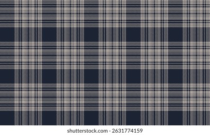 Seamless plaid pattern, navy blue, cream, classic and elegant feel, suitable for designing clothes, skirts and pants, completes a classy style perfectly, vector illustration.