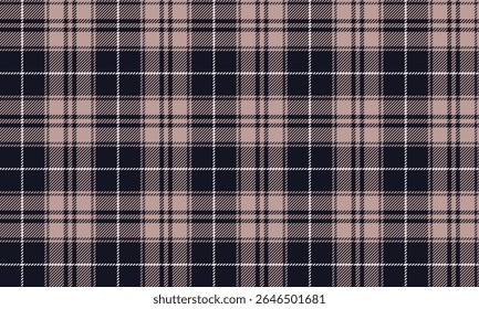 Seamless plaid pattern, navy blue, cream, white, simple and elegant design, suitable for designing clothes, skirts, pants, dresses in a classic and modern style.