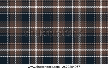 Seamless plaid pattern, navy, brown, white, for designing clothes, skirts, pants, dresses, aprons or blankets, that require a cool, classy look and can be worn on any occasion.