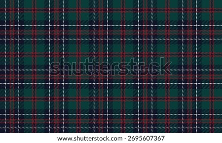 Seamless plaid pattern in navy, green, red, and white for designing clothes, skirts, and pants, adding a unique and contemporary look.