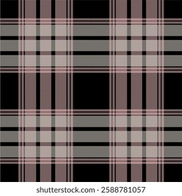 Seamless plaid pattern in neutral tones. Classic checkered design with subtle pink accents. Perfect for backgrounds, textiles, and design projects.