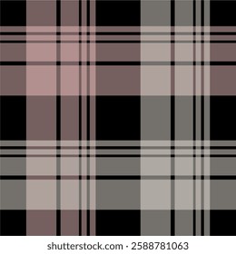 Seamless plaid pattern in neutral tones. Classic checkered design with subtle pink accents. Perfect for backgrounds, textiles, and design projects.