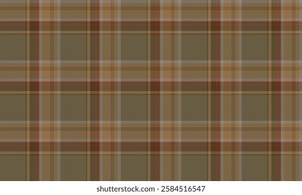 Seamless plaid pattern, Olive Green, Brown, and Cream, suitable for designing clothes, skirts, and pants, giving a natural and stylish look.