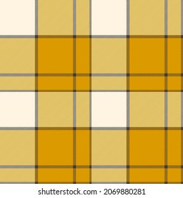 Seamless plaid pattern in orange, black and cream. All over fabric repeat.