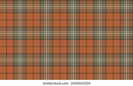 Seamless plaid pattern, orange, green, white, suitable for fashion textiles, clothing, skirts or pants, giving a bright and stylish look in a contemporary style.