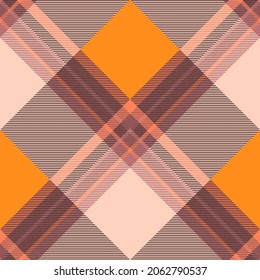 Seamless plaid pattern in orange, purple, coral and pink.