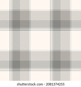 Seamless plaid pattern in pastel beige, gray and taupe. All voer classic fabric repeat.