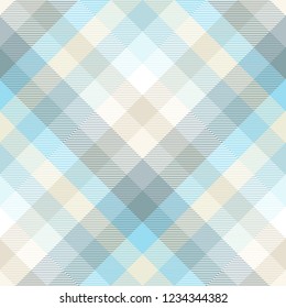 Seamless plaid pattern in pastel blue, teal and tan.