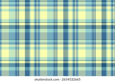 Padrão de xadrez sem costura em azul pastel e amarelo. Representa ordem, herança ou conforto acolhedor. Ideal para fundos, têxteis ou desenhos digitais. Estética versátil.