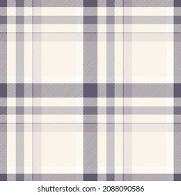 Seamless Plaid Pattern In Pastel Cream, Muted Purple, Pink, Gray And White. 