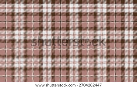 Seamless plaid pattern in pink, brown, and white for designing clothes, skirts, pants, and dresses, conveying a simple yet charming look in every fashion look.