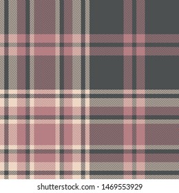 Seamless plaid pattern in pink and grey. Tartan check plaid for poncho, scarf, throw, blanket, or other modern fabric design. Herringbone woven texture.