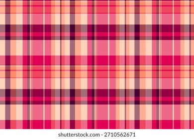 Seamless plaid pattern in pink hues, ideal for textiles, wallpaper, or backgrounds. Evokes warmth and comfort use for vintage or modern projects.
