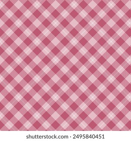 Seamless plaid pattern with pink and light pink colors, accented with white lines. The design consists of intersecting stripes forming diamond shapes and squares, creating a classic tartan look.