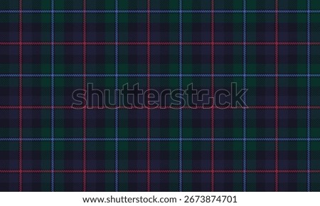 Seamless plaid pattern in purple, green, red, and black. Classic yet modern design. Perfect for designing clothes, skirts, and pants. Add charm to a simple look with a unique and warm feel.
