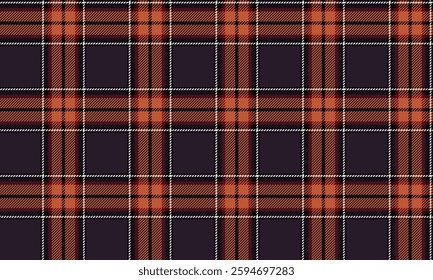 Seamless plaid pattern, purple, orange, red, white, suitable for designing clothes such as skirts and pants, adding a unique and distinctive touch, vector illustration.