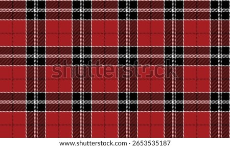 Seamless plaid pattern, red, black, white for textile or fashion design such as clothes, skirts and pants. Add dimension to the design with a simple but unique checkered pattern.